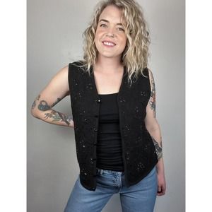 Vintage Kathie Lee Button Up Sweater Vest size Large
